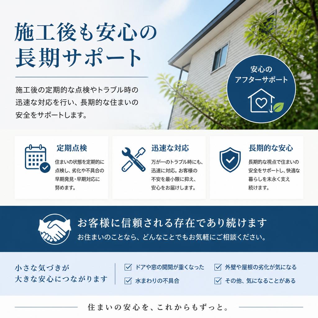 アフターフォローの充実
