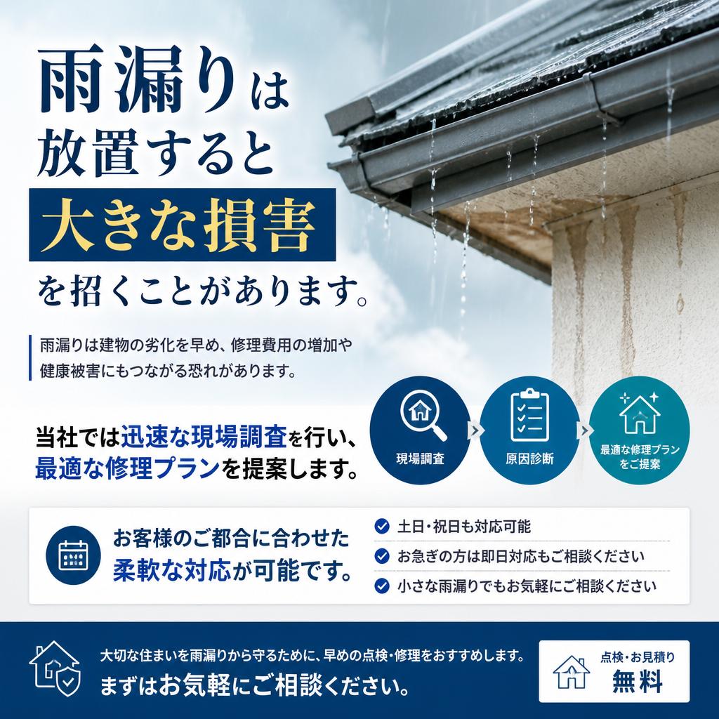 2. 雨漏り修理のスピーディーな対応